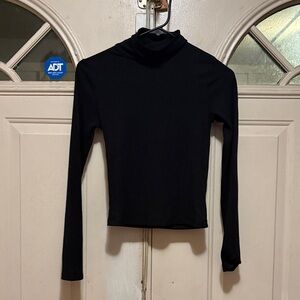 Black Ribbed Turtleneck Top